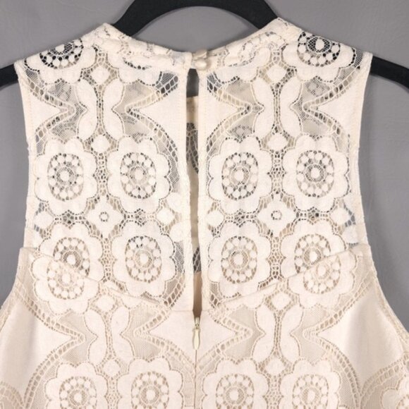 Anthropologie Floreat Manon Lace Shift Midi Dress Cream Ecru Floral Lace Size 2 - Picture 12 of 16